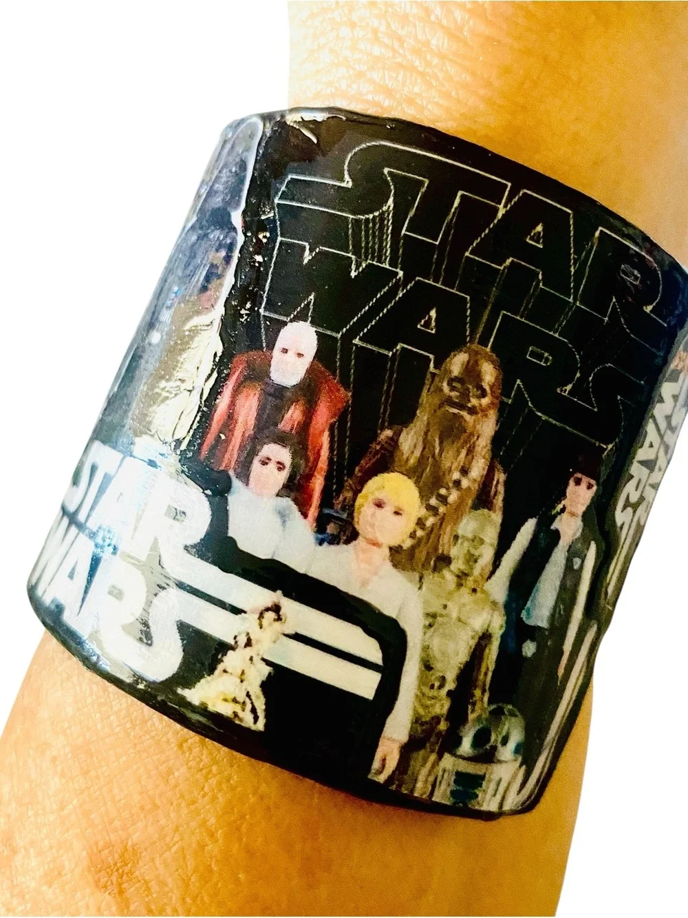 Star Wars Multi-Color Character Collage Wide Cuff Bracelet